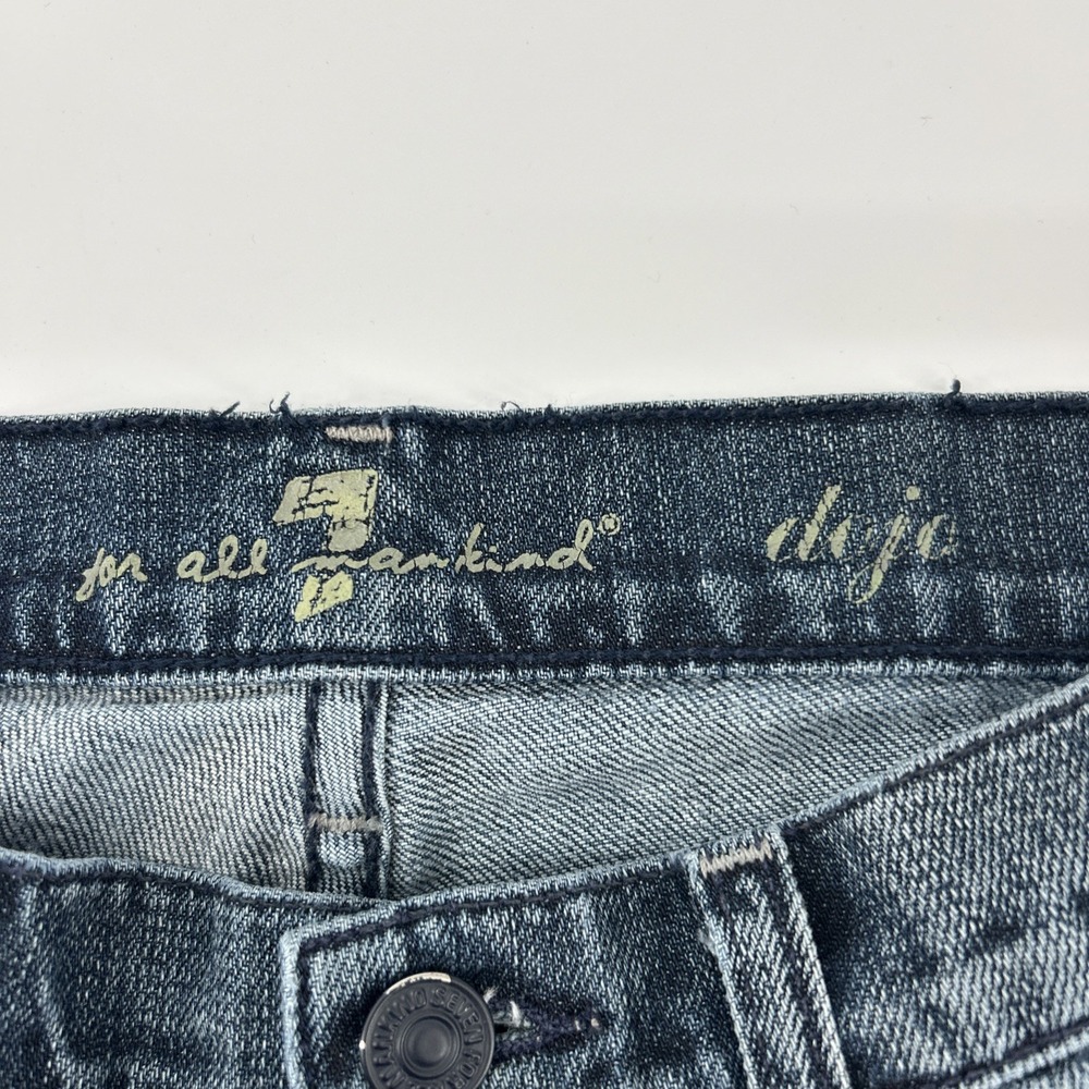 7 For All Mankind Jeans Dojo Women's 27 Blue Denim Flare Wide Cotton Stretch USA - Picture 7 of 14
